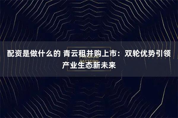 配资是做什么的 青云租并购上市：双轮优势引领产业生态新未来